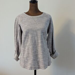 L.L.BEAN Weave Pattern ROLL TAB BUTTON SLEEVES Pullover TOP/Size S